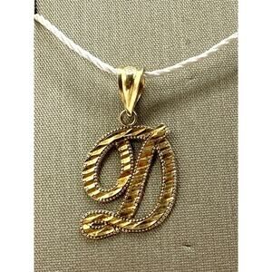 10K Yellow Gold "D" Pendant Initial Charm (15359)